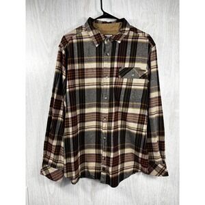 Legendary Whitetails Buck Camp Flannel Shirt L Plaid Cotton Corduroy Collar